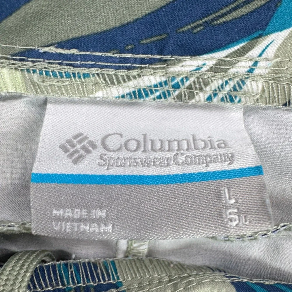 Columbia PFG Womens Tropical Floral Camo Fishing Shorts Navy Blue FL0116 Large